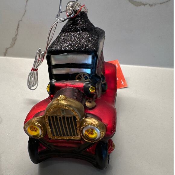 Vintage NEW Old Fashion Automobile Hand Painted Mercury Glass Ornament - Picture 3 of 8